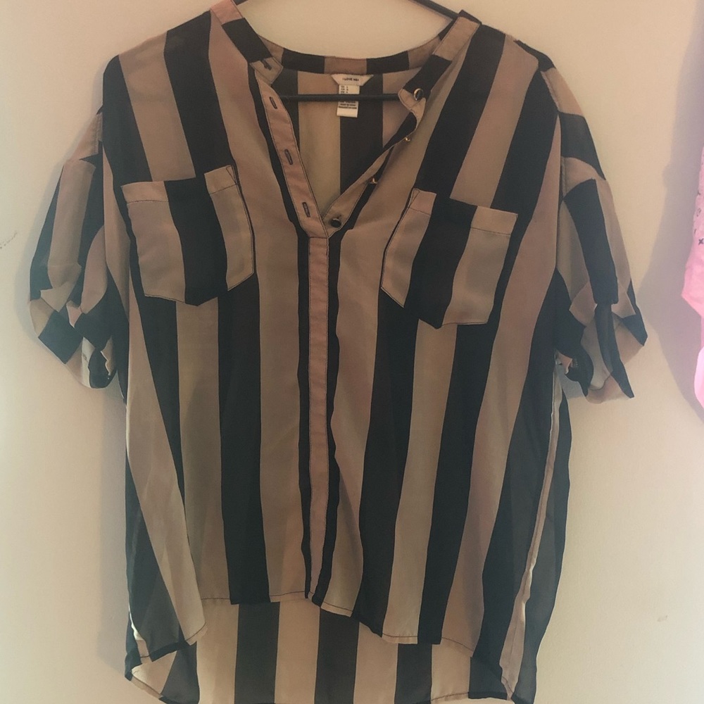 Sheer black and brown blouse